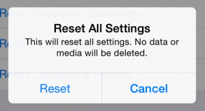 reset all settings bug ios 8 perdita dati